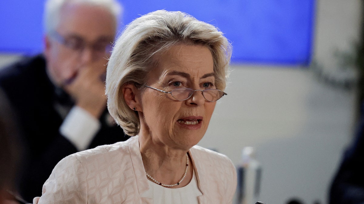 European Commission President Ursula von der Leyen is seen at a a Partnership for Global Infrastructure and Investment event in Savelletri, Italy.