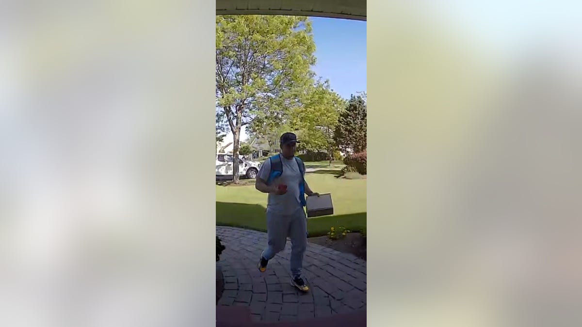 Police in Gardner, Massachusetts, are looking for a suspect wearing a fake Amazon vest who stole packages.