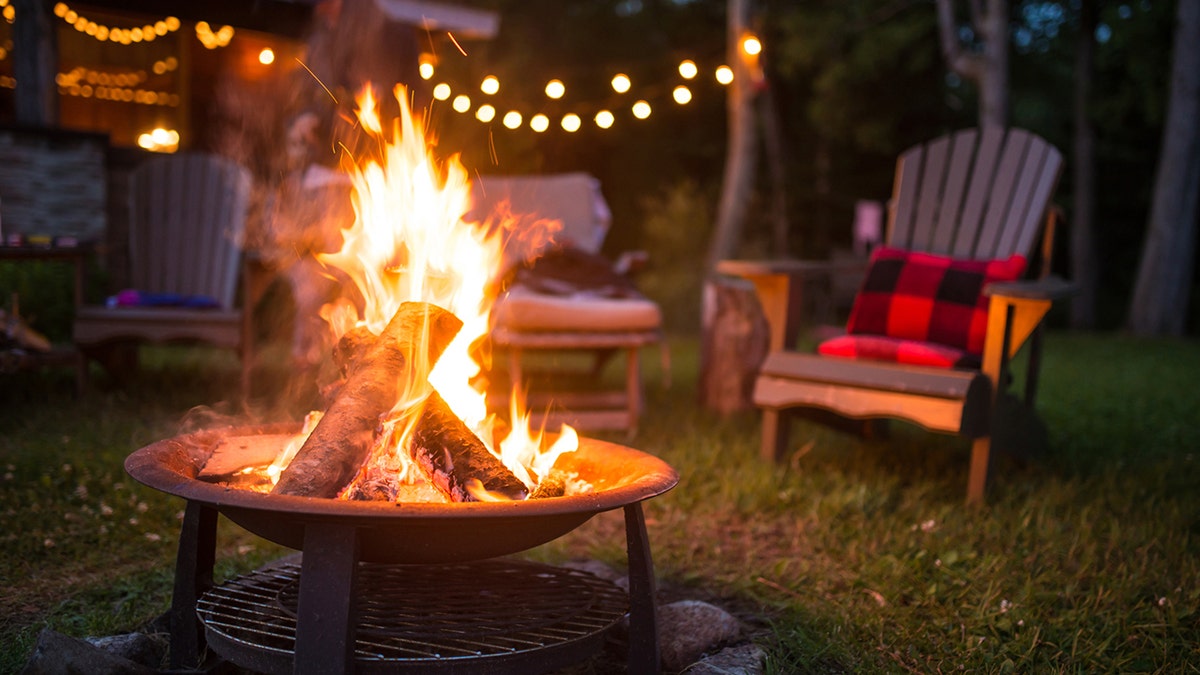 A backyard campfire setup