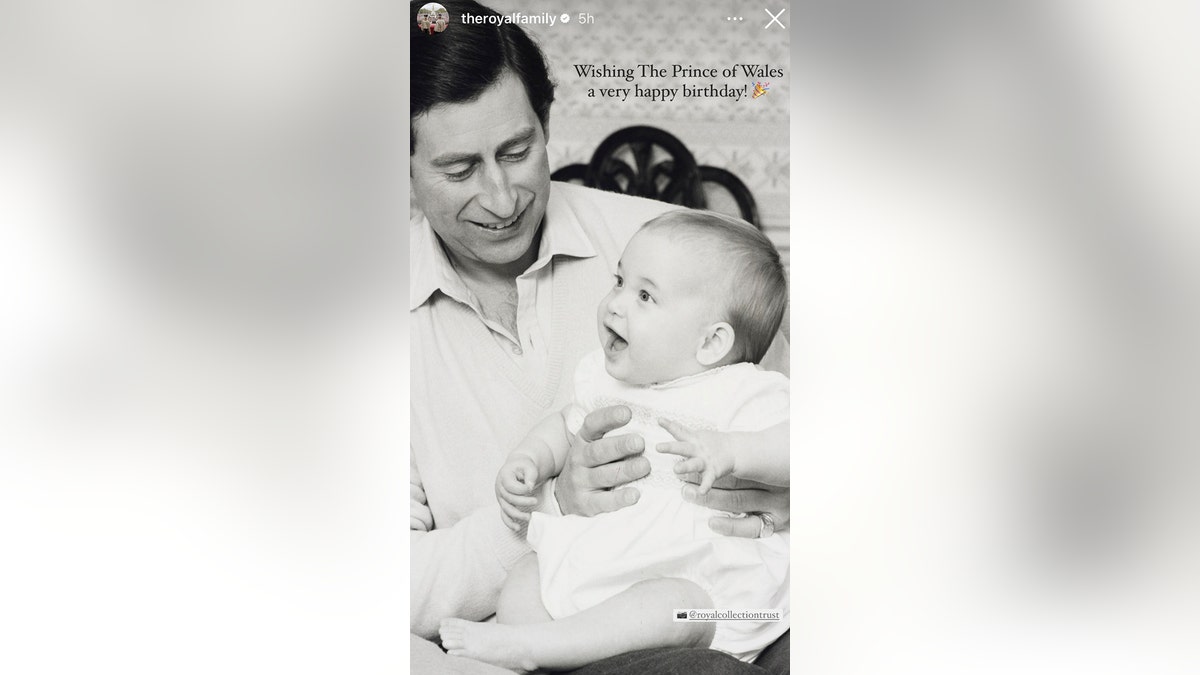 Rei Charles e Príncipe William quando bebê