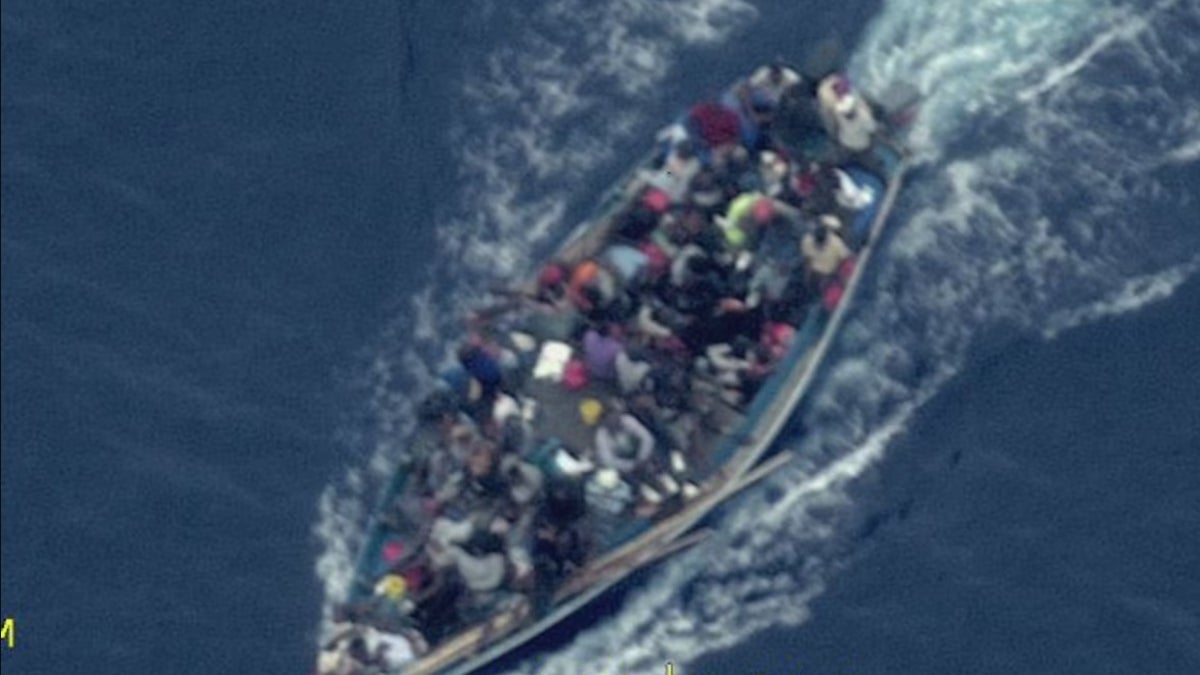 An overcrowded boat with immigrants that was part of a Coast Guard operation in June 2024.