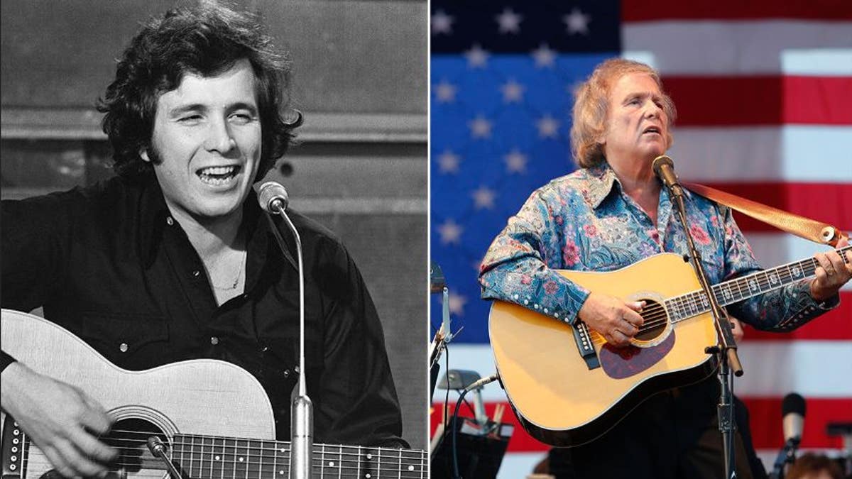 A split of Don McLean performing when he was young and more recently at a 4th of July event