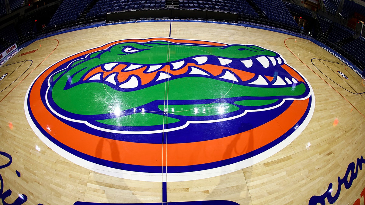 Gators logo on court