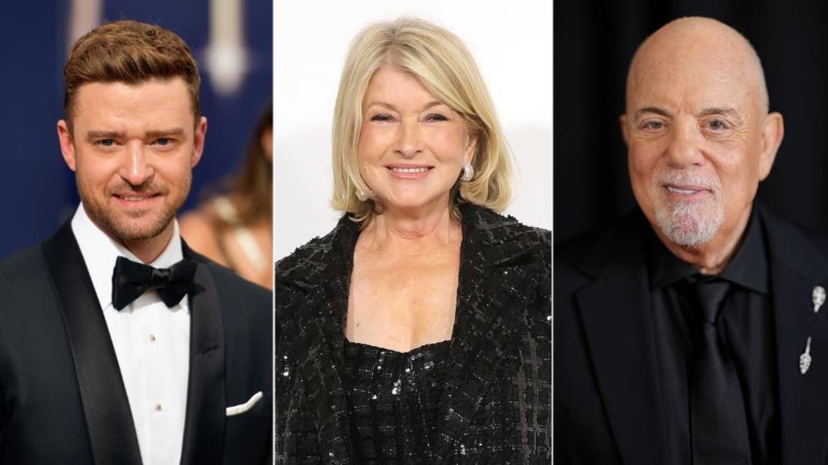 A split of Justin Timberlake, Martha Stewart and Billy Joel