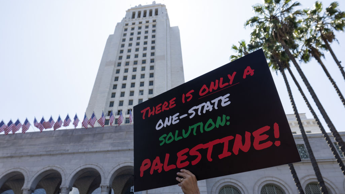 Anti-Israel protest in front of Los Angeles City Hall