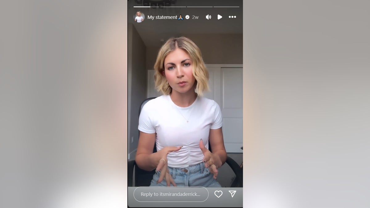 Miranda (Wilking) Derrick gave a statement on June 4 in an Instagram video.