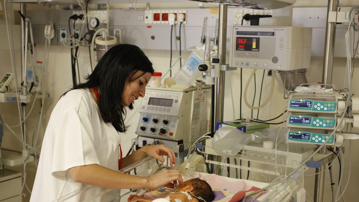 Baby being cared for at the hospital after birth