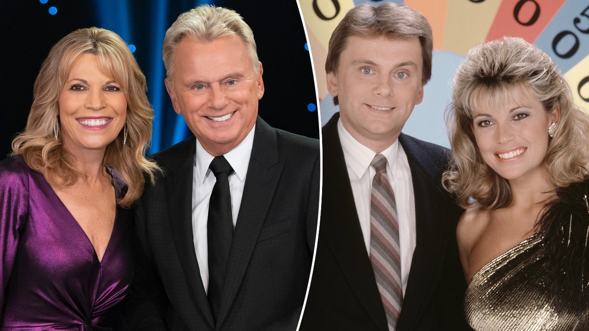 Pat Sajak and Vanna White then and now split