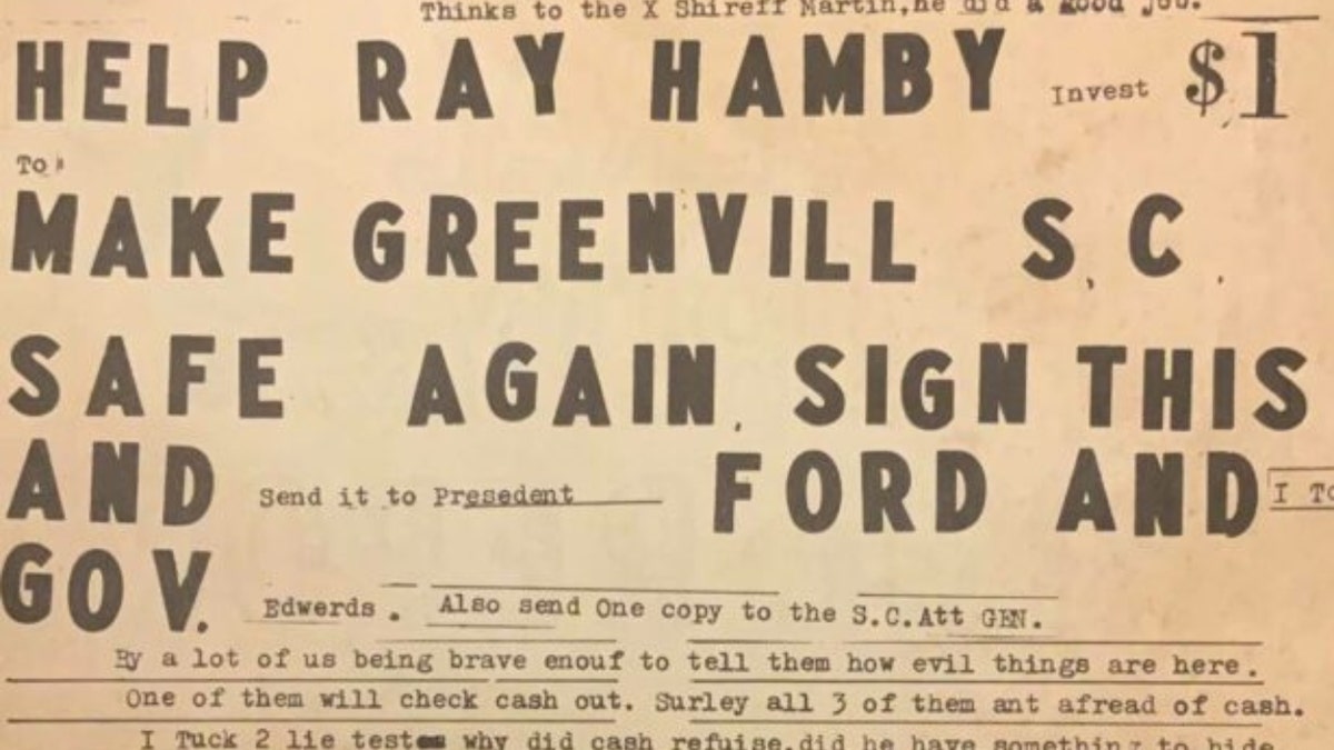 A sheriff petition from the 1970s in Greenville County, South Carolina
