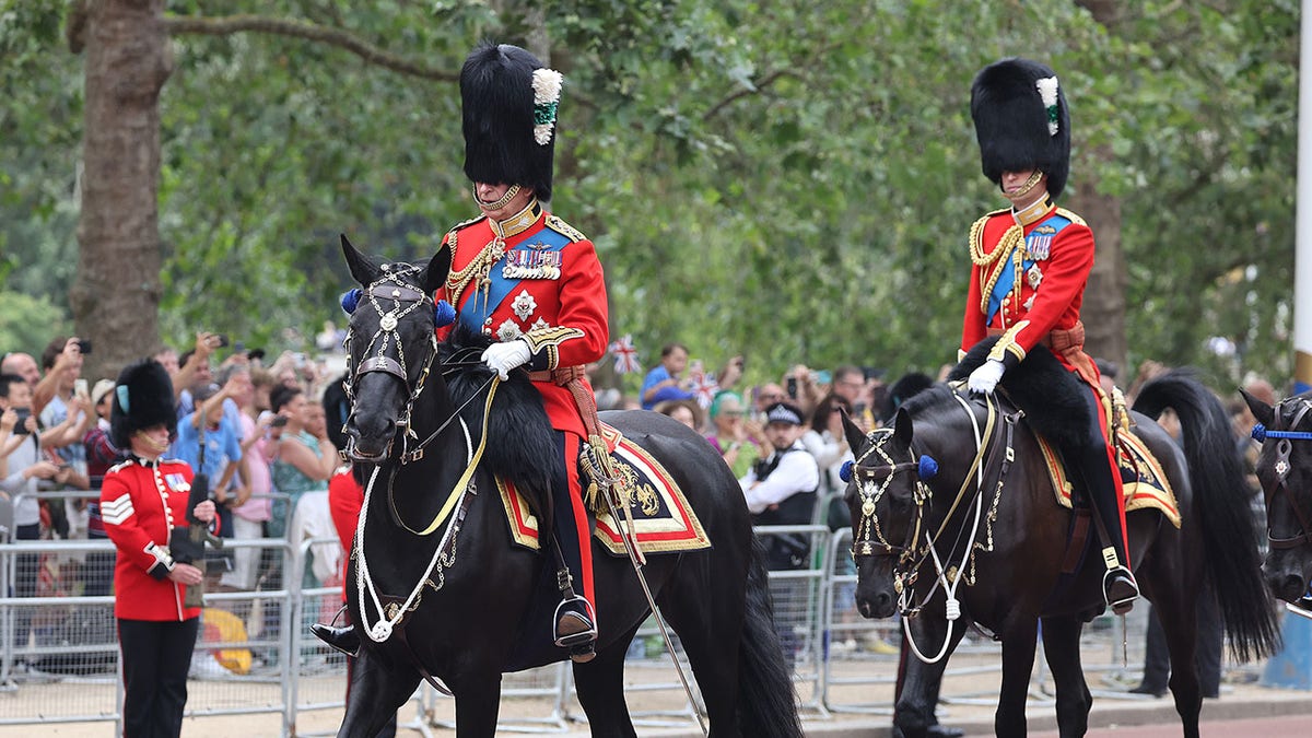 Charles and William riding horseback at the 2023 Trooping the Colour