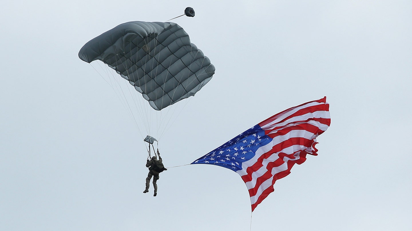 DDay paratrooper flag GettyImages 450122642