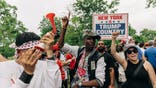 MANHATTAN, NY - MAY 23 : Trump supporters wait a line to attend outside Crotona Park in Bronx on May 23, 2024. (Photo by Jeenah Moon for The Washington Post via Getty Images)
