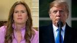 Sarah Huckabee Sanders and Donald Trump split image