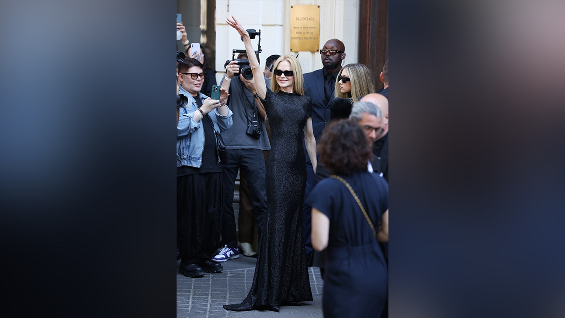 Nicole Kidman in a black dress at the Balenciaga fashion show