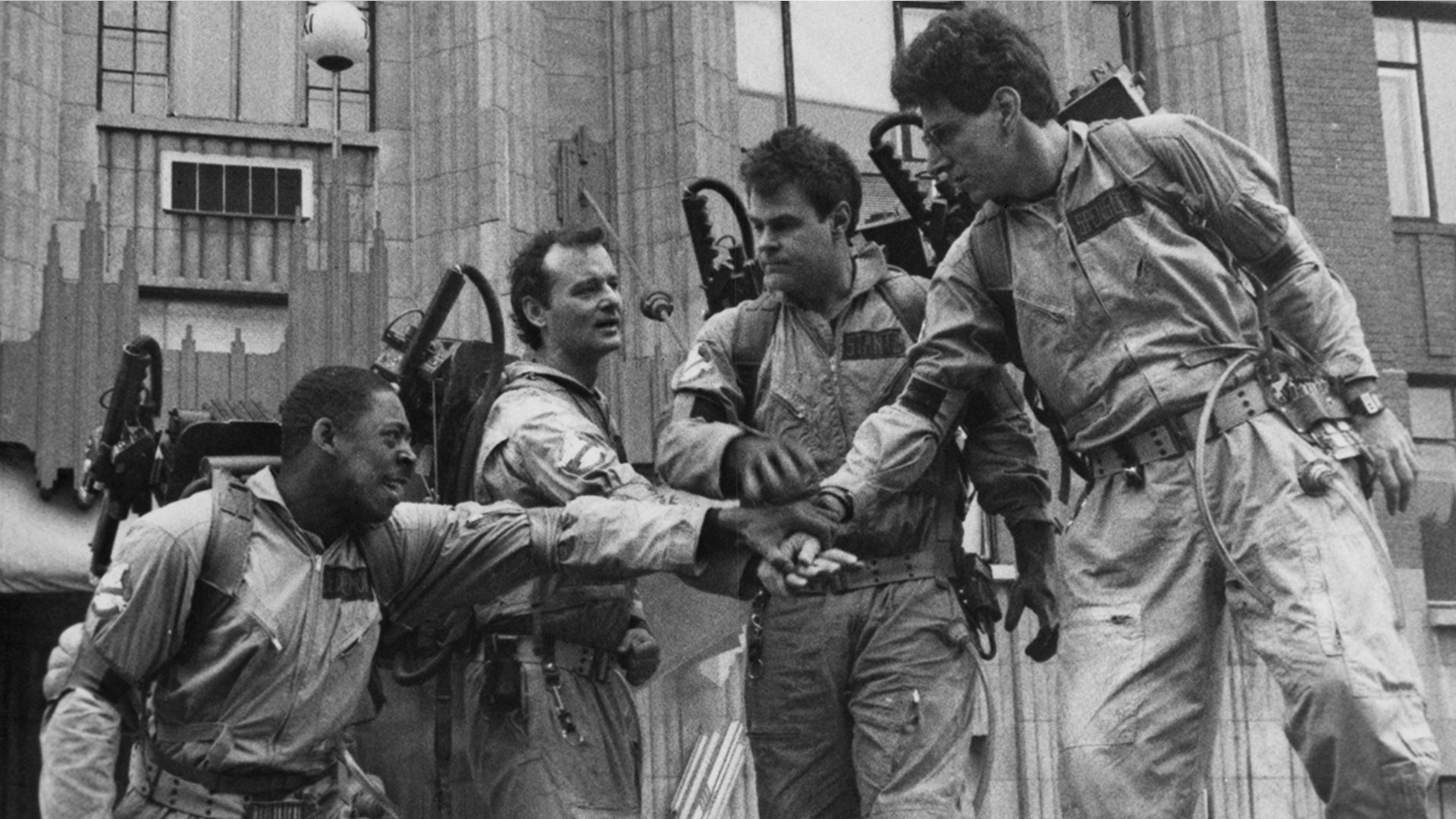 Bill Murray, Harold Ramis, Dan Aykroyd and Ernie Hudson in "Ghostbusters"