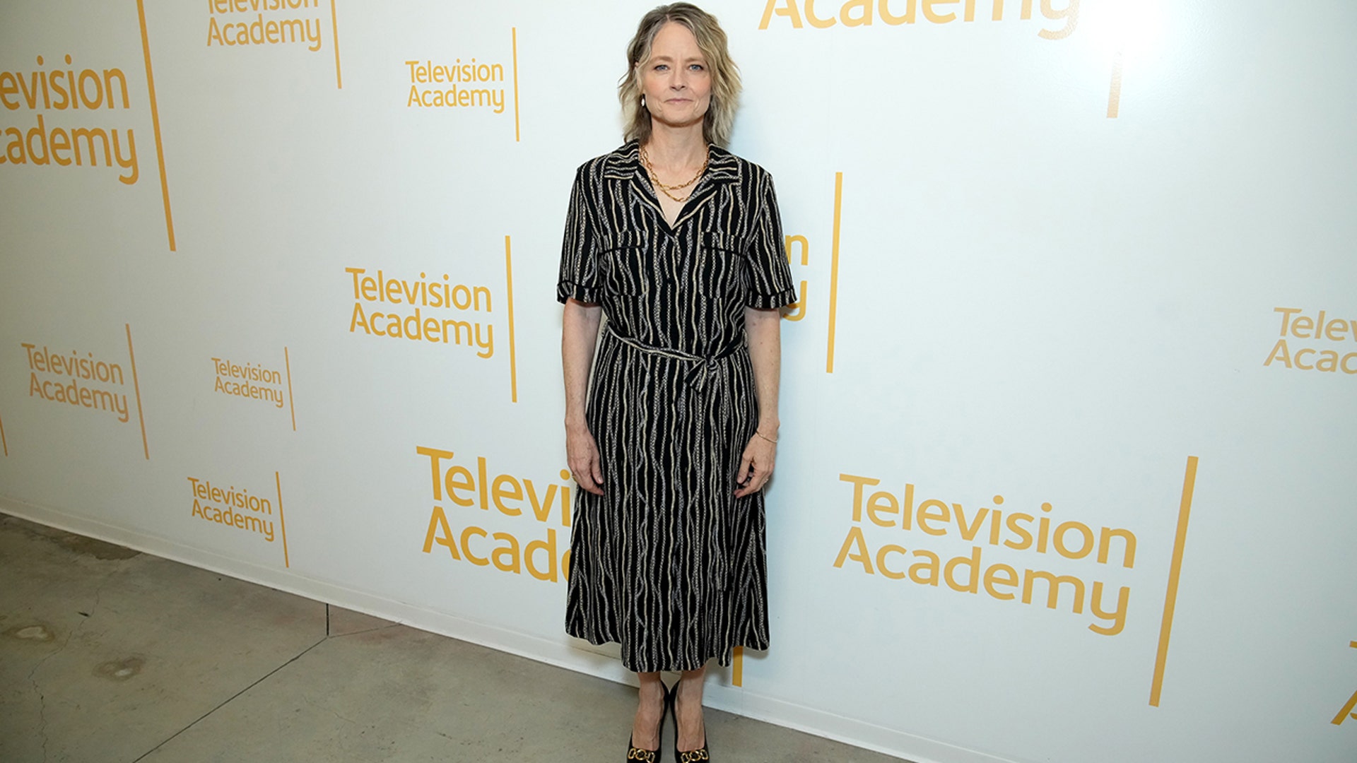 Jodie Foster wore a striped dress at the 