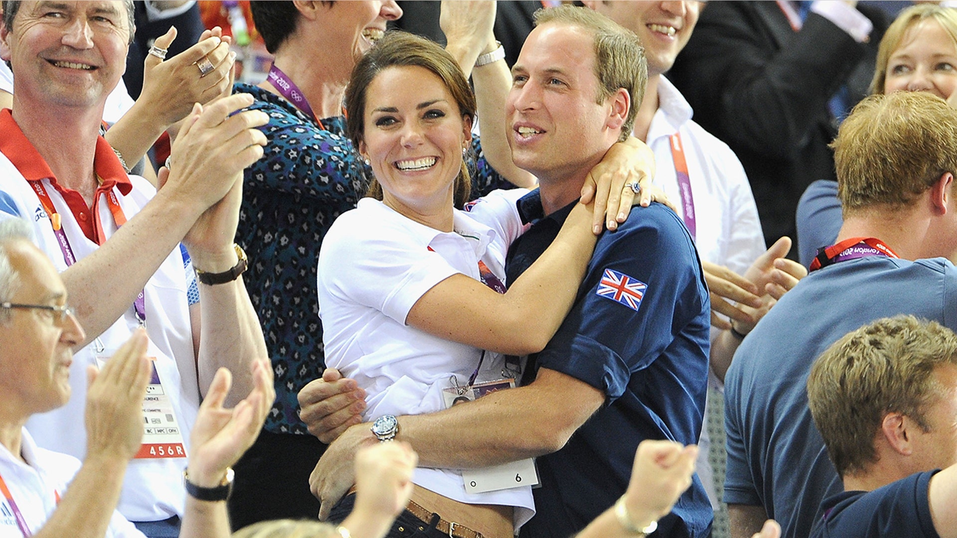 Prince William and Kate Middleton celebrating at the 2012 London Olympics.