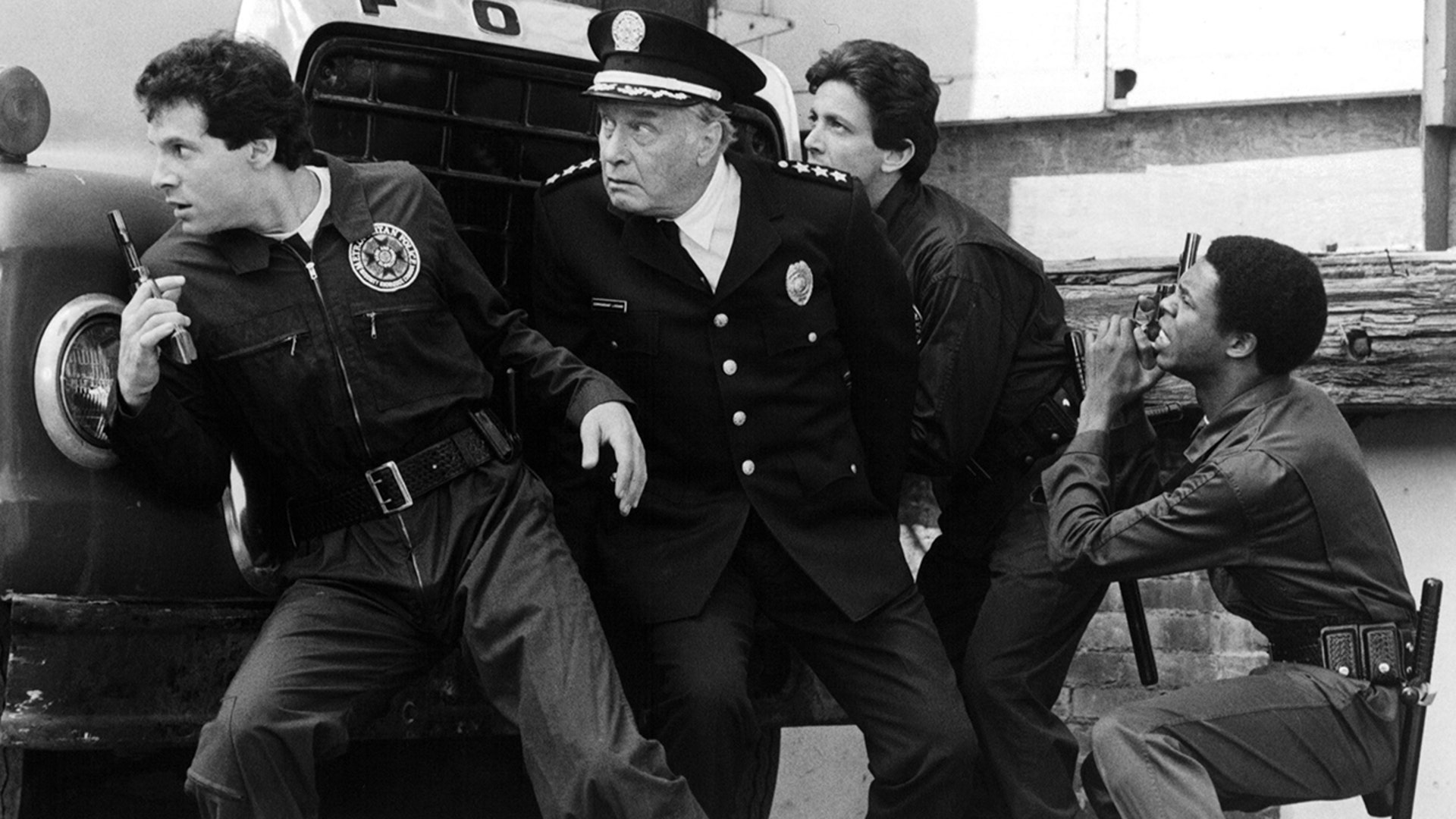 A screengrab from the 1984 comedy "Police Academy."