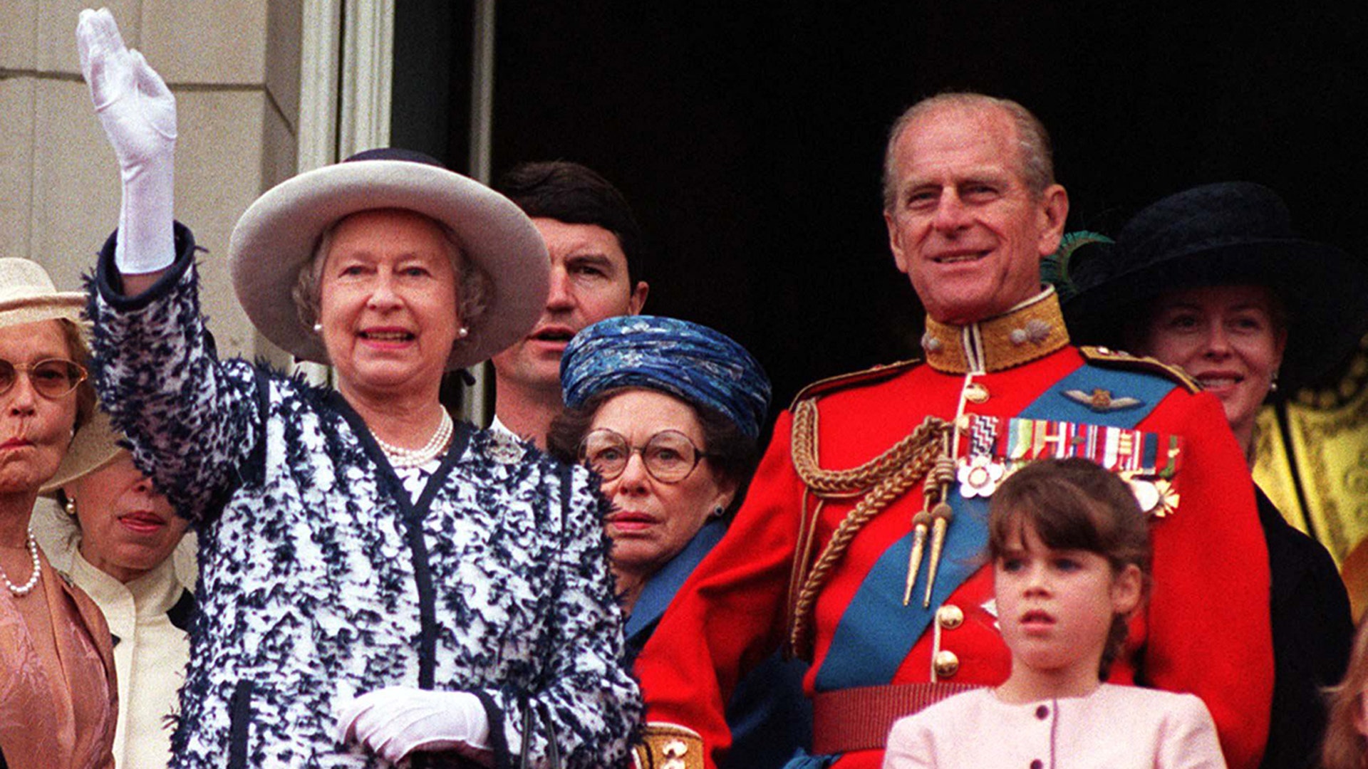 Prince Phillip stood by Queen Elizabeth at many trooping of the color ceremonies, and happily waved to the crowd.