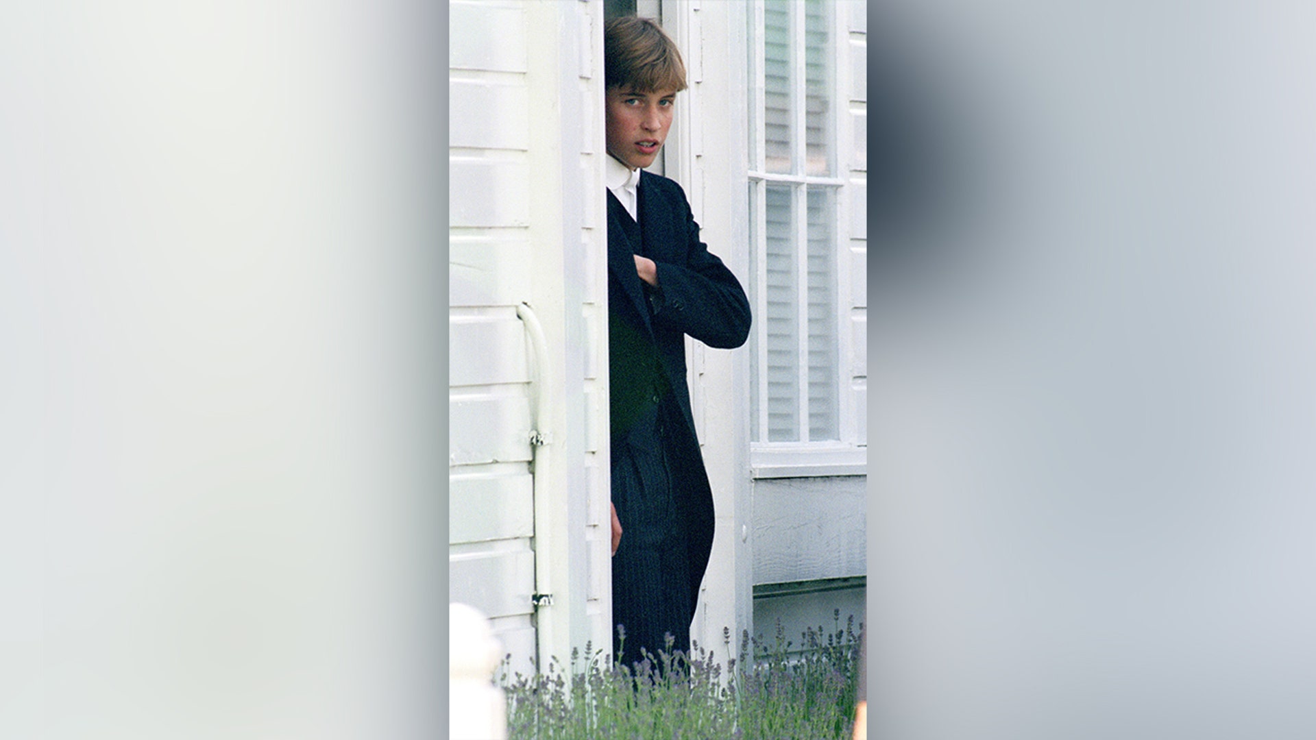 Prince William at the Eton Tea Party in Windsor, in 1996.