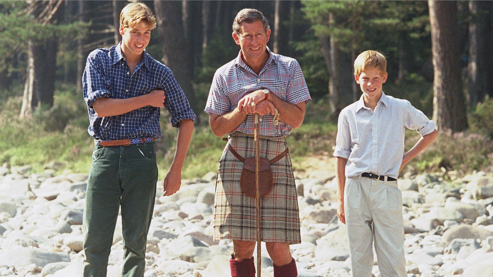 Prince William with his father and brother in Balmoral in 1997.