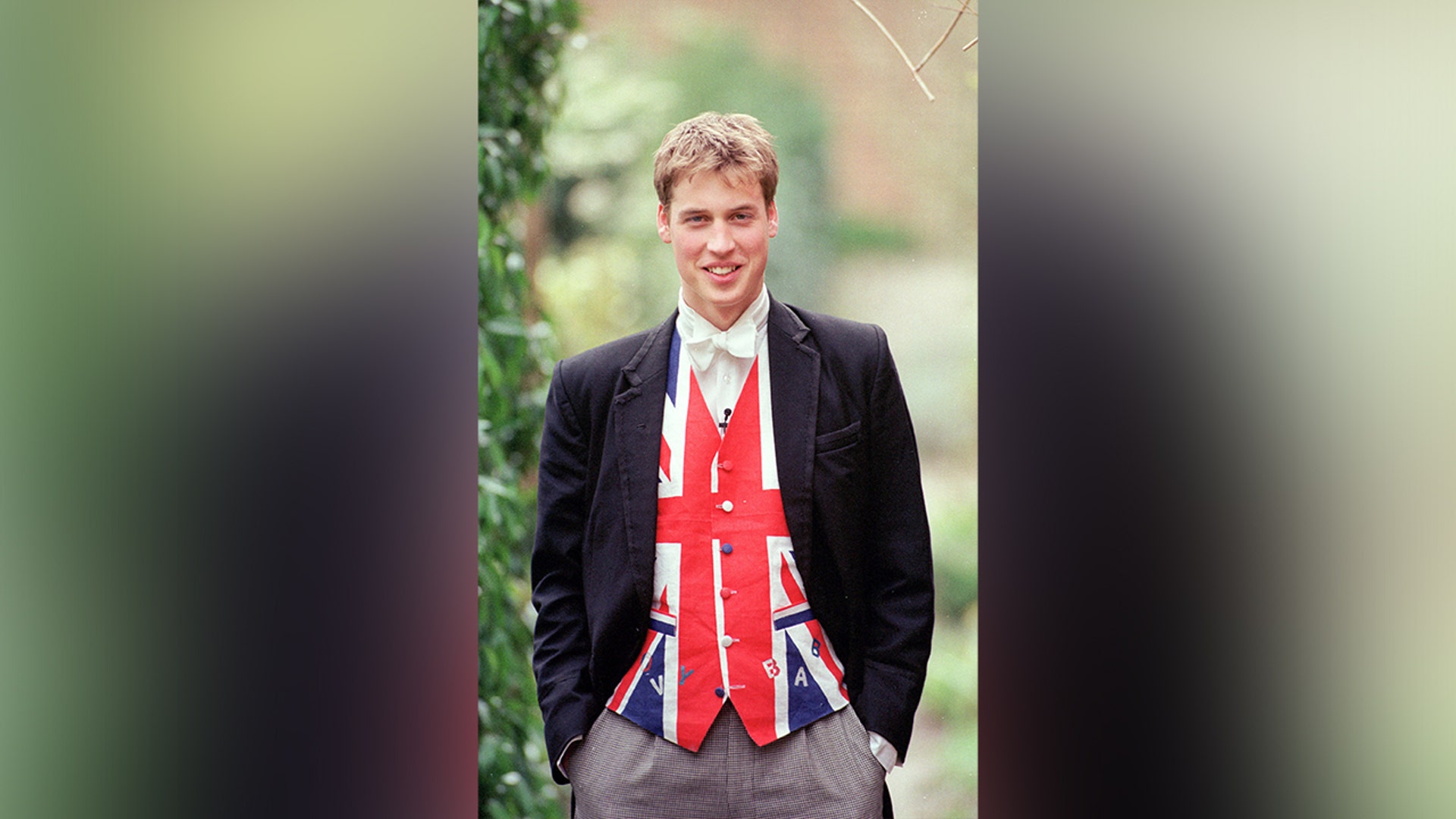 Prince William dressed as a Union Jack in 2000, his last year at Eton School.