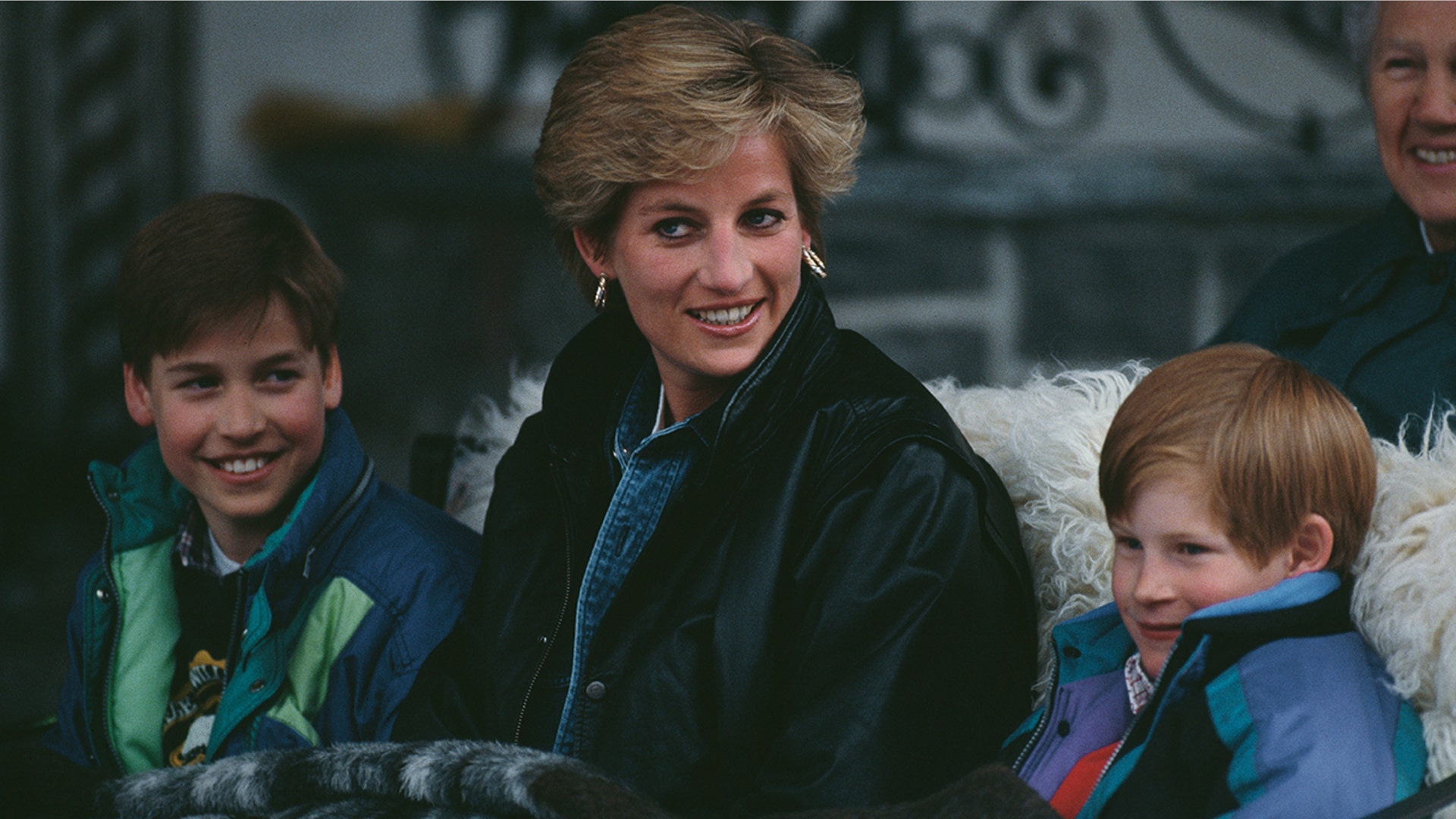 Prince William took a ride in a sleigh while on vacation in Austria in March 1993, with Princess Diana and Prince Harry.