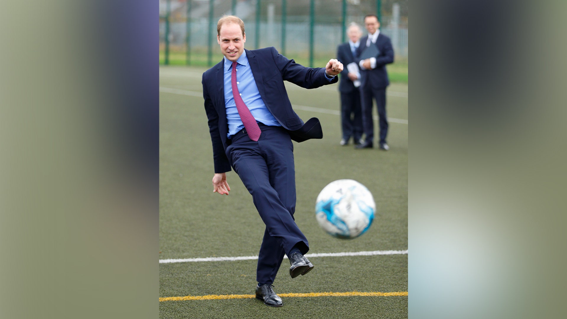 Prince William showing off his soccer skill in 2015.