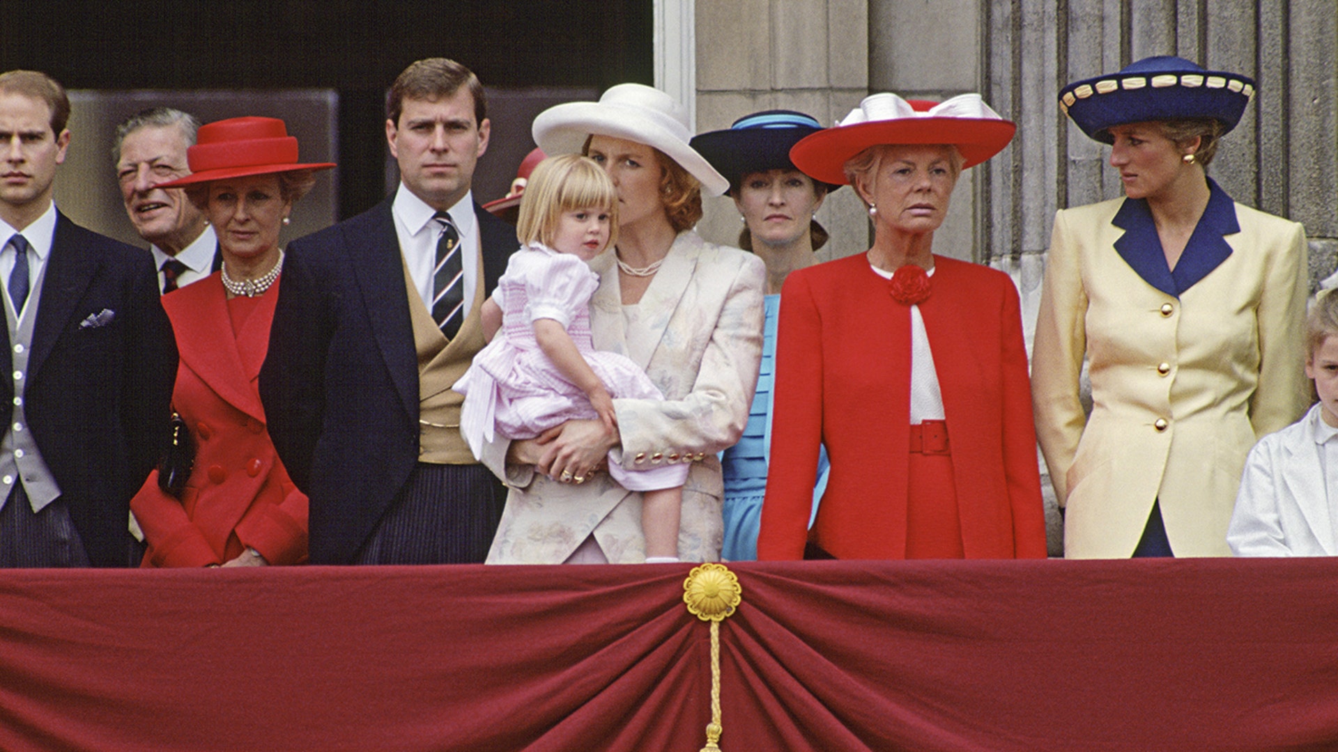 Prince Andrew and Sarah Ferguson posed with a young Princess Beatrice and the rest of the working royals.
