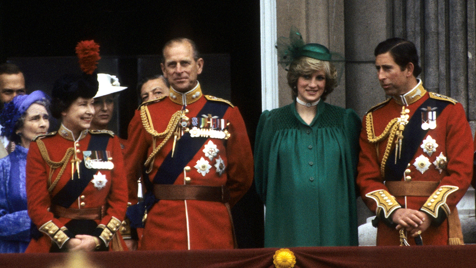 Princess Diana's baby bump was on full display when she appeared on the Trooping of the Colour balcony in a green dress, in 1982.