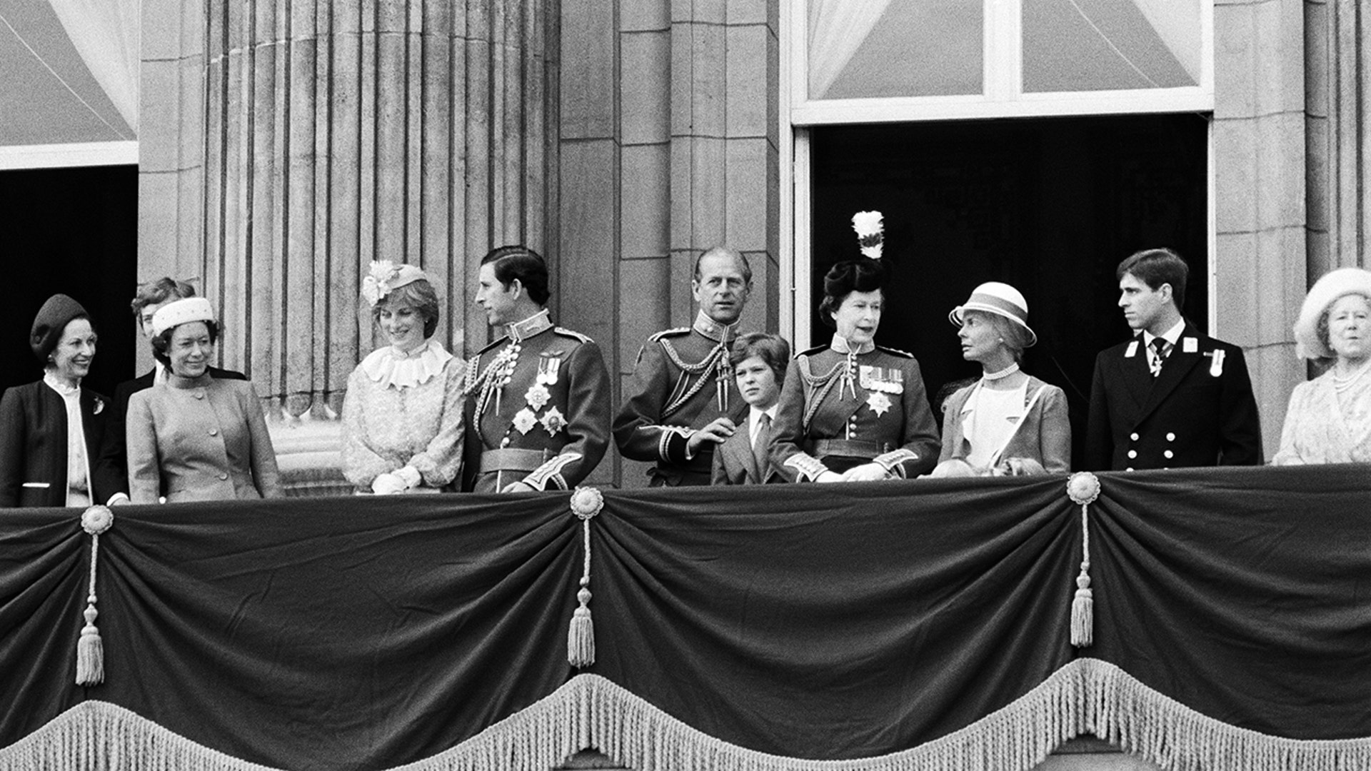 Princess Diana stood with the royal family on the Trooping of the Colour balcony for the first time, in June 1981, just one month before her wedding to the then Prince Charles.