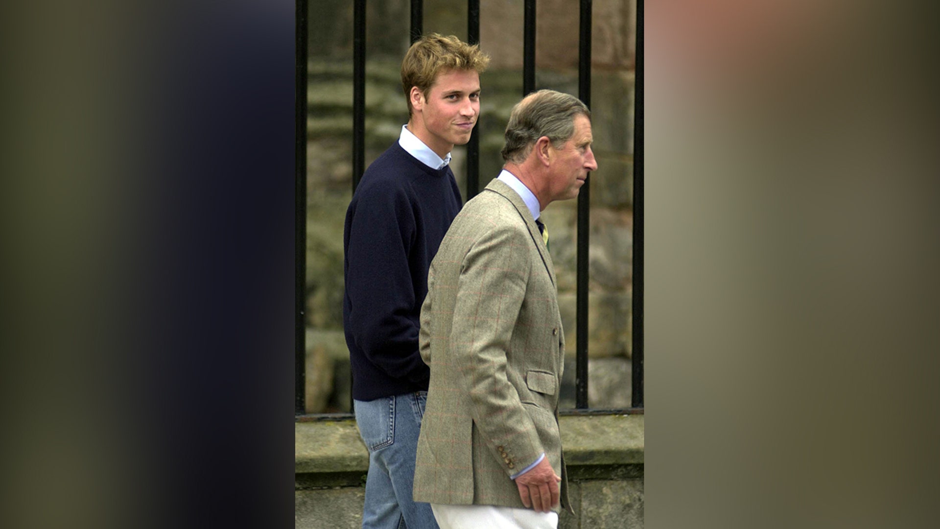 Prince William arrives to St. Andrews University in 2001, accompanied by his dad.