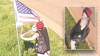 Police hunting for star-spangled bandit caught on camera ripping American flags