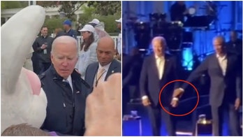 Obama leading Biden off LA fundraiser's stage just latest example of allies directing president