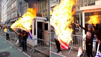 American, Israeli flags burned outside of Israeli consulate in New York, 1 arrested