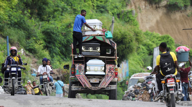 Caskets being moved in Haiti