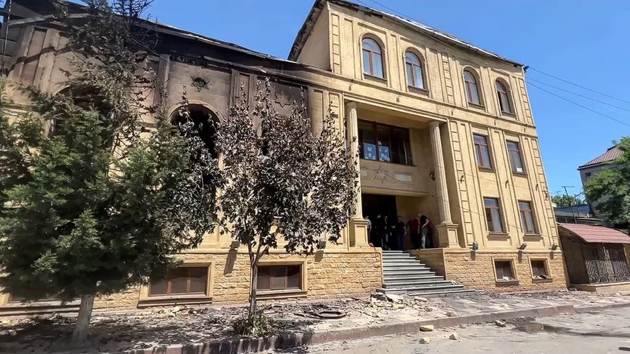 exterior of synagogue attacked in Russia