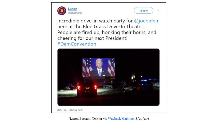 Baccam tweets about Joe Biden watch party