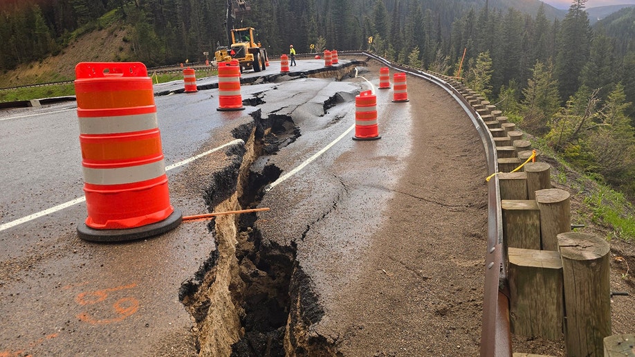 Teton Pass road cracks