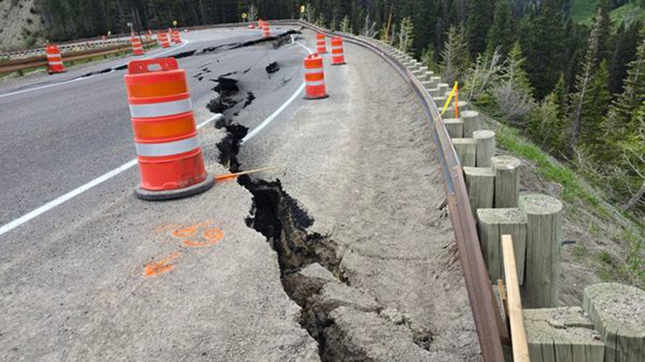 Teton Pass road cracks evident