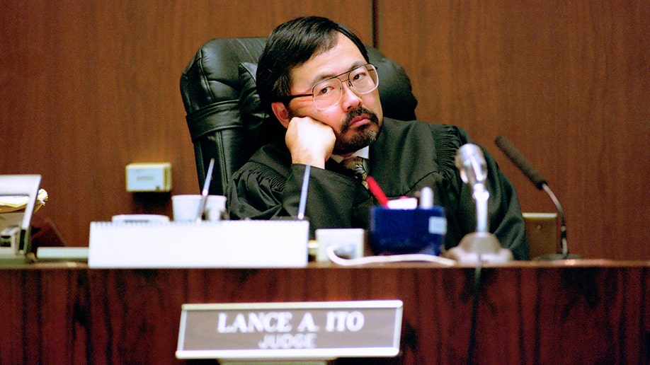 Judge Lance Ito rests his hand on his head during OJ Simpson murder trial.