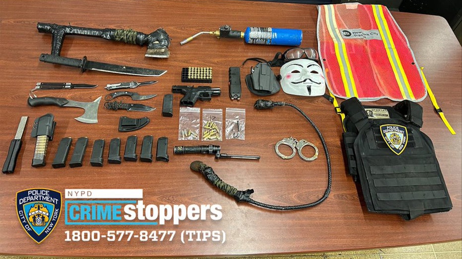 NYPD arrest man armed with handgun, body armor, axes and knives at traffic stop in Queens