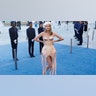 Cara Delevingne attended the Vogue World event in a nautical inspired Jean Paul Gaultier cone bra corset dress and a sailors hat.