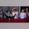 Diana looked pretty in pink as Prince Harry and Prince William happily waved to the crowd on the trooping balcony.