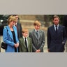 Prince William poses with his family on his first day at Eaton School, in September 1995.