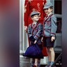 Prince Harry looked up to Prince William, on his first day at Whetherby School, in 1989.