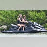 Sweeney and her friend were all smiles as they rode on a jet ski.