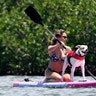 Sweeney and her dog took a ride on the paddle board together.