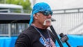 Former wrestler Hulk Hogan talks to the media during Day 2 of Detroit Lions training camp in Allen Park on Thursday, July 25, 2024. - Fox News
