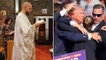 Jason Charron, a Pennsylvania pastor who gave the benediction before former President Donald Trump's campaign rally on Saturday, July 13, 2024, is seen during Mass. Trump was ushered away from the podium by the U.S. Secret Service after an assassination attempt during his campaign speech.